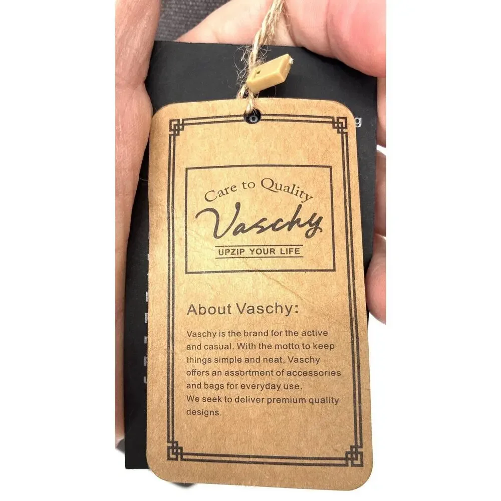 NWT VASCHY Canvas Leather Messenger Bag Gray Vintage Crossbody